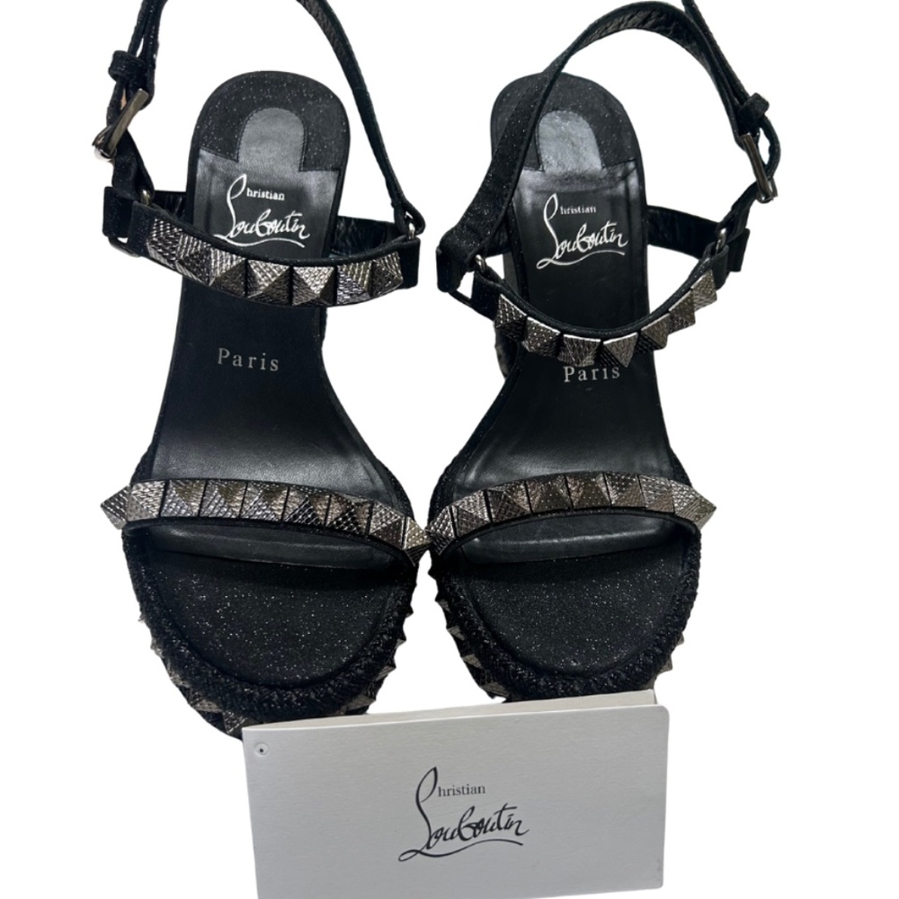 Christian Louboutin Studded Glitter Espadrilles - EUC 7